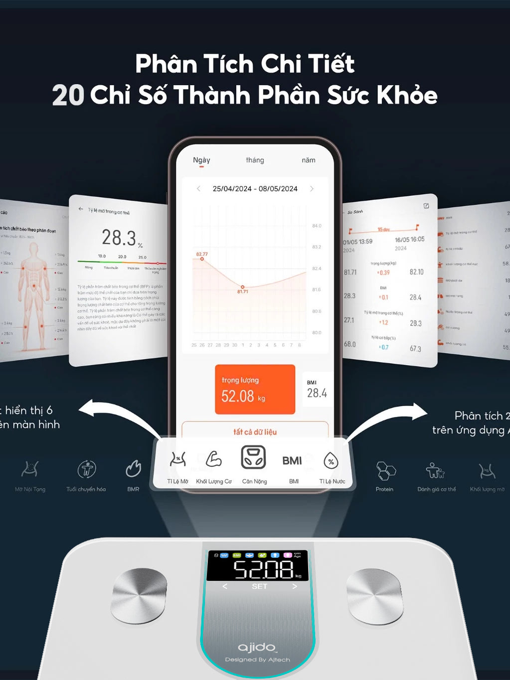 Cân Điện Tử Thông Minh AJIDO VASLIST V6 LITE