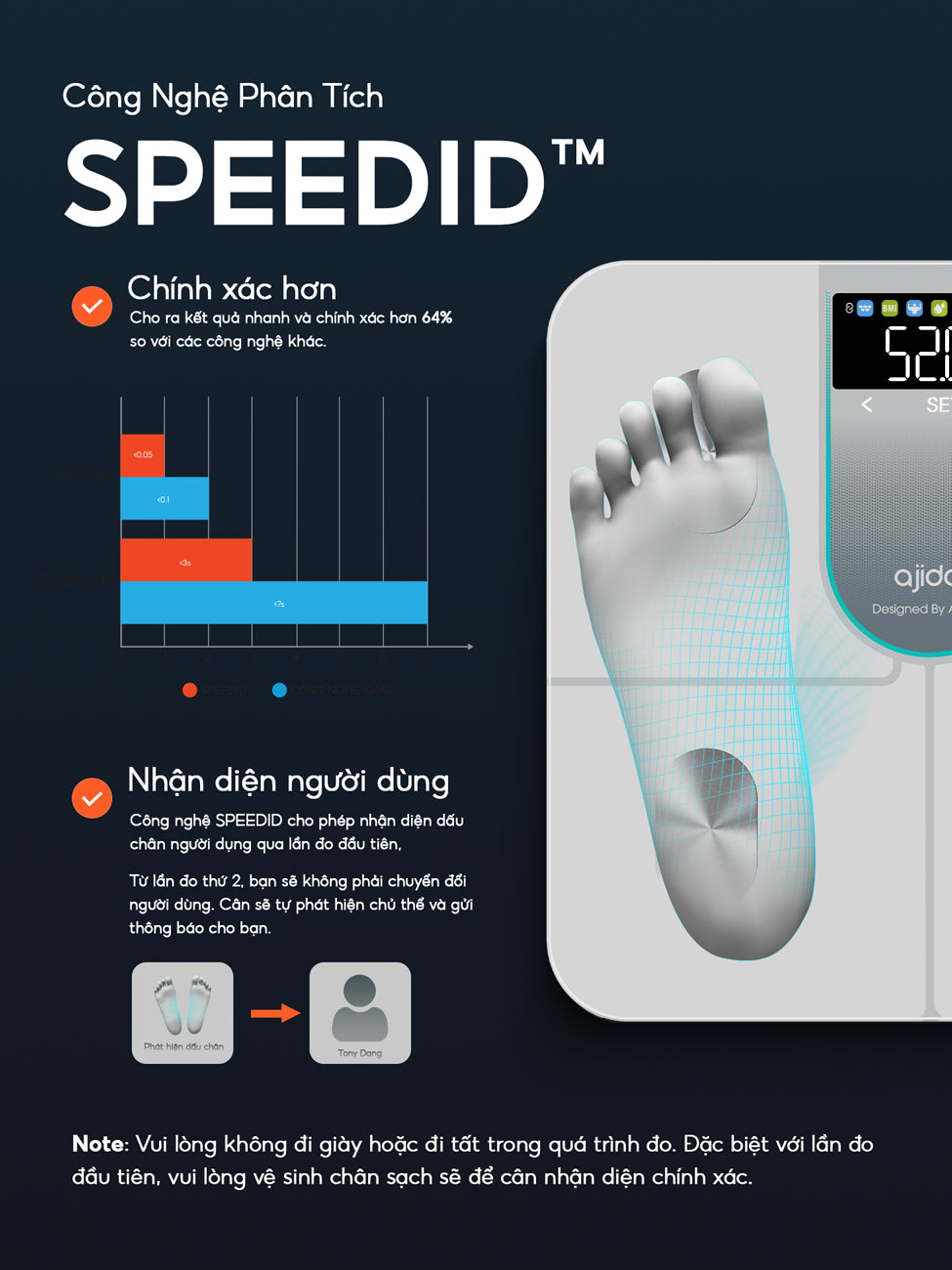 Cân Điện Tử Thông Minh AJIDO VASLIST V6 LITE