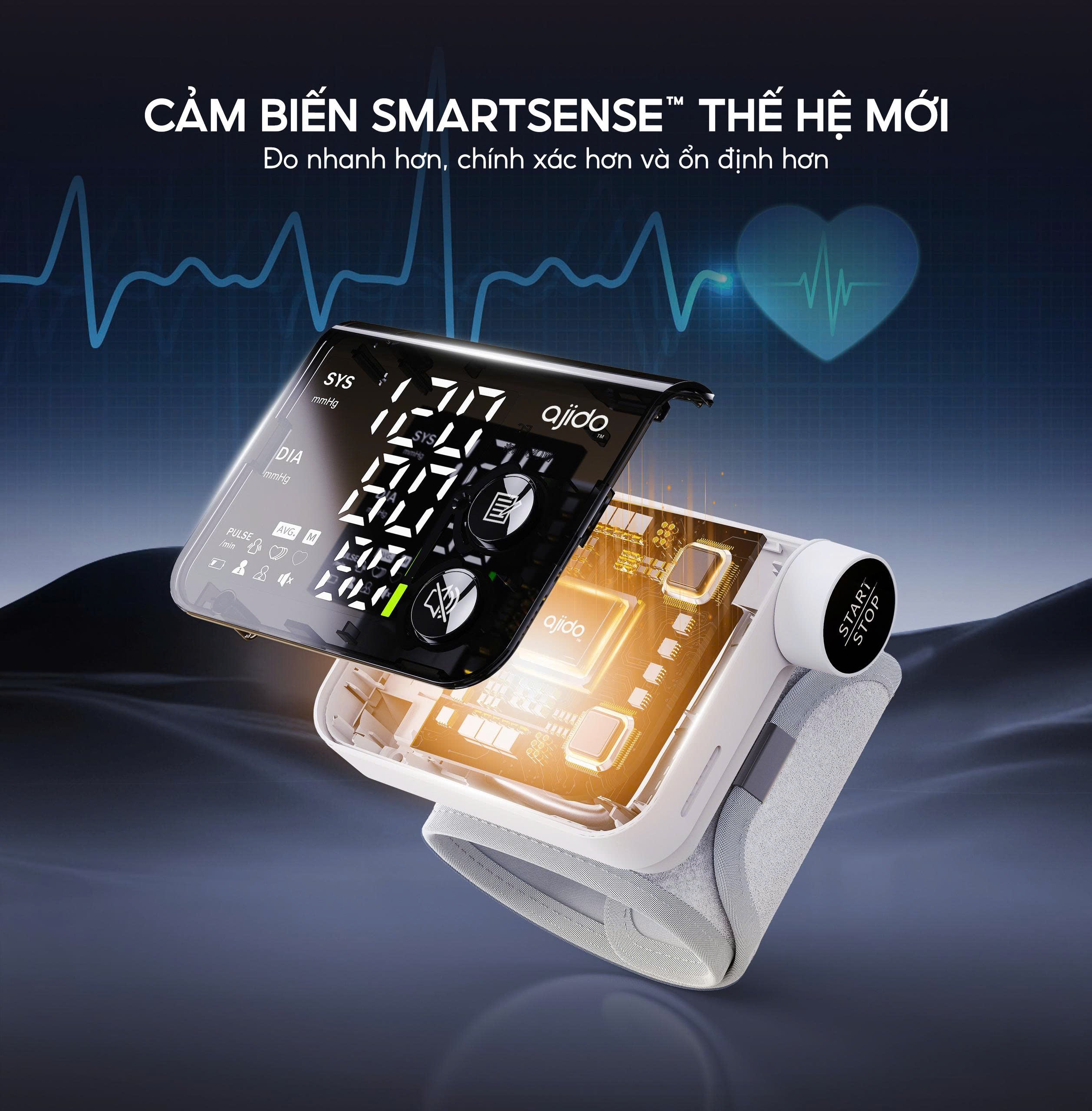 Máy đo huyết áp cổ tay tự động Ajido W05