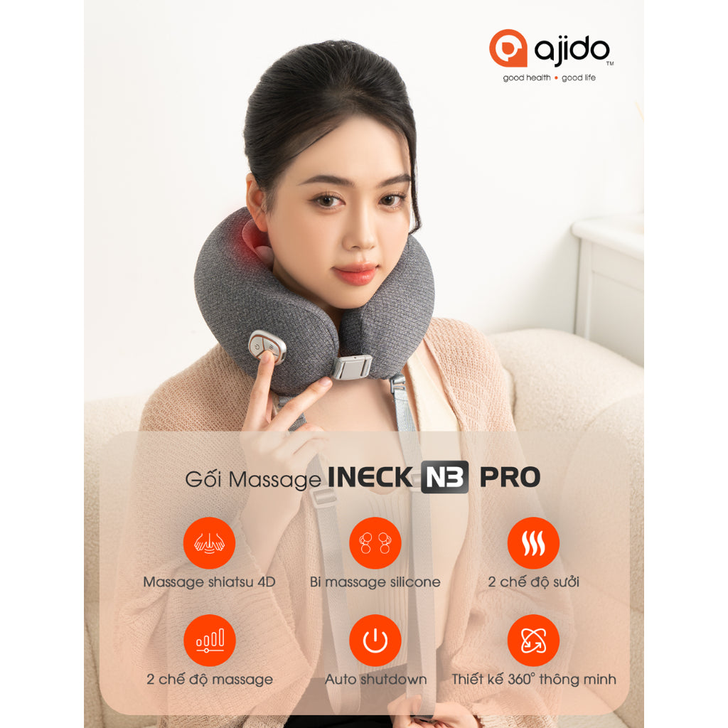 Gối massage cổ Ajido INECK N3 PRO